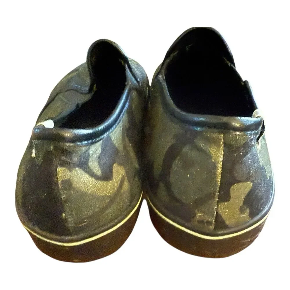 Coach Canvas Slip On Skate Sneaker Mens Size 7 D Army Green Black Camo CA011